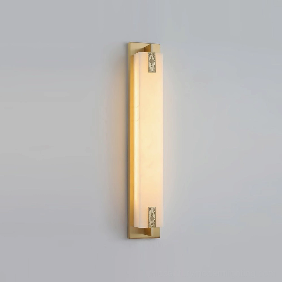 Delmar wall mounted sconce gold finish with warm ambient glow