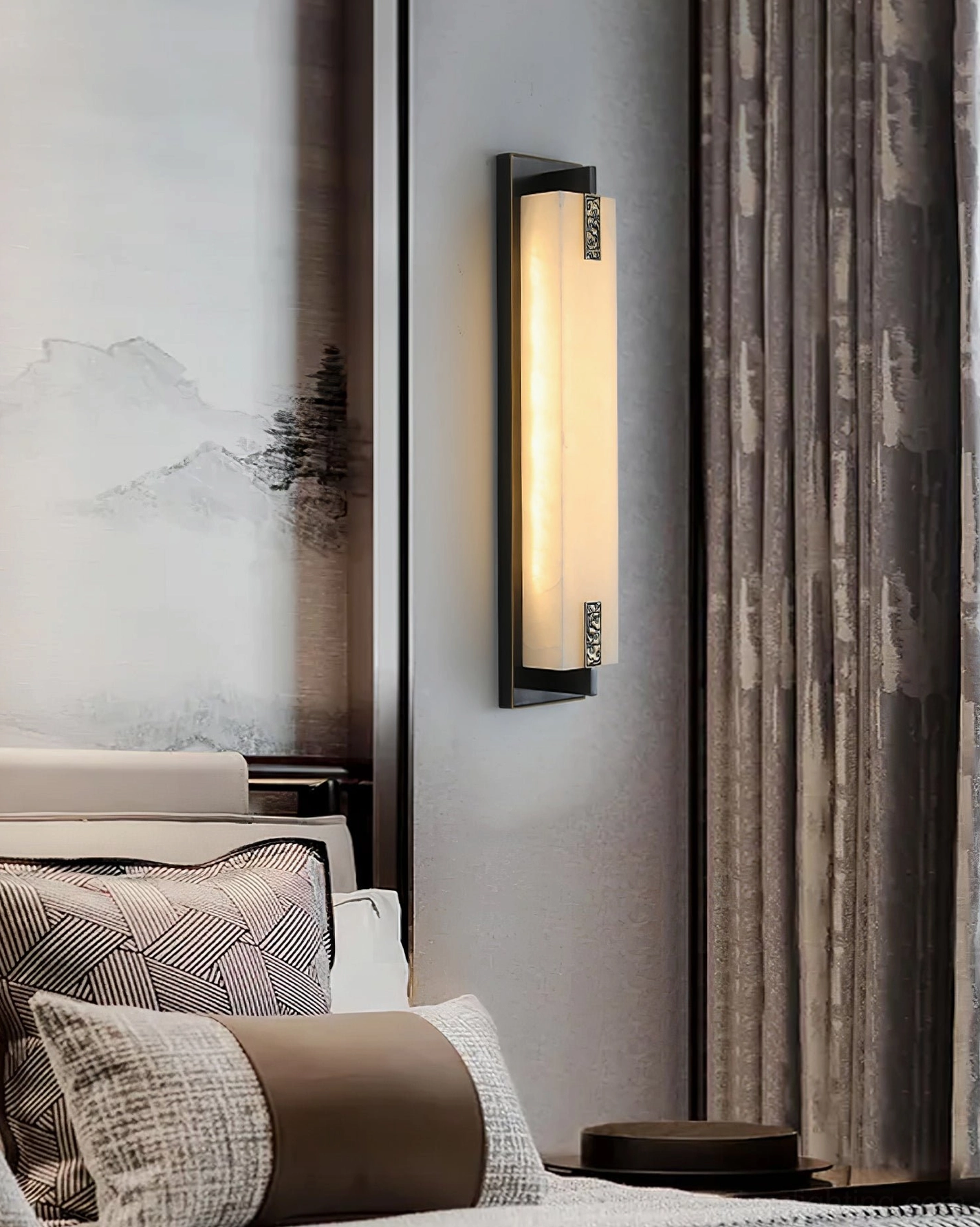 Delmar wall light with sculptural metal brackets in hallway setting