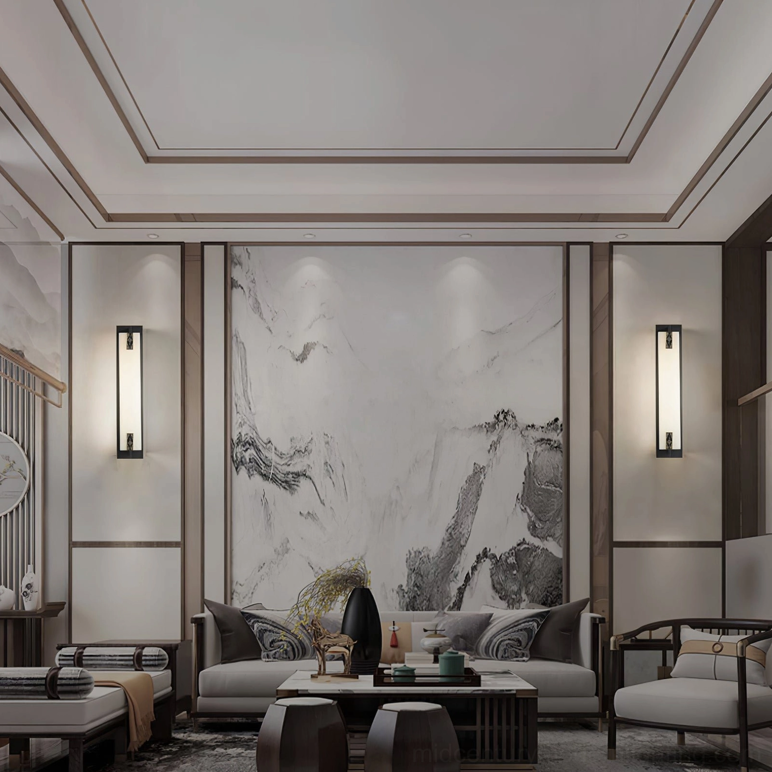 Delmar wall mounted light beside television feature wall