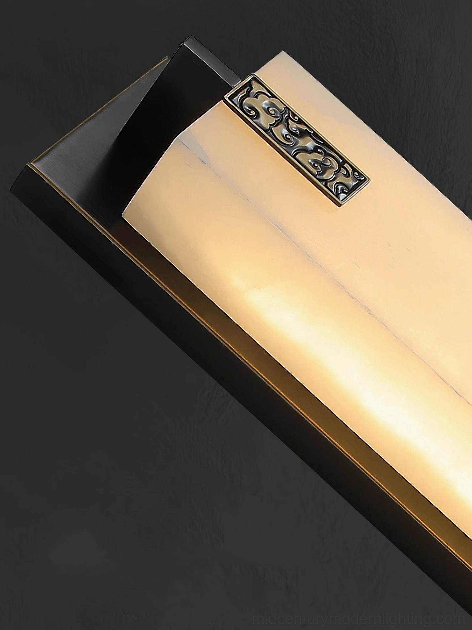 Delmar alabaster wall light sculptural metal frame detail