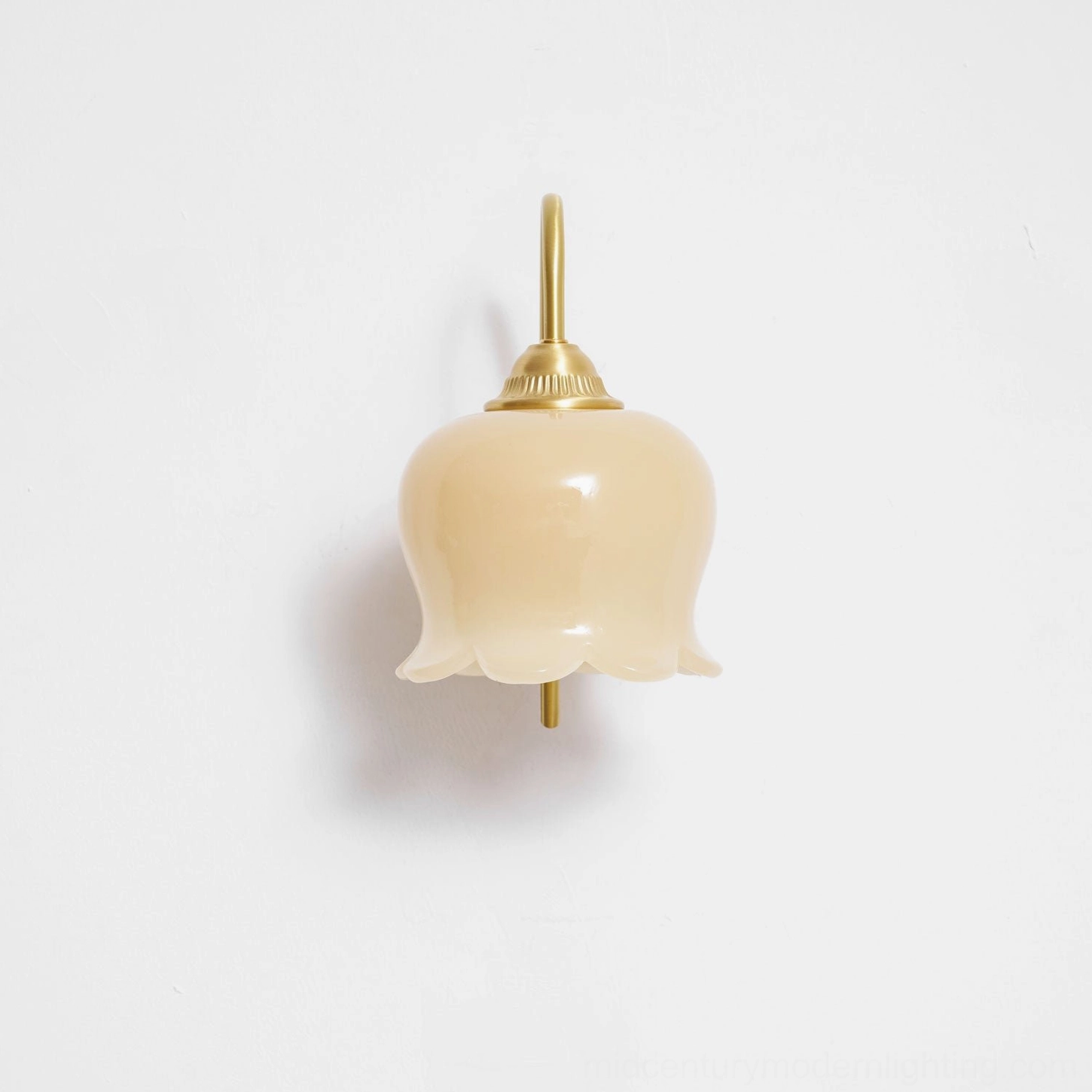 Mid-century modern lily of the valley wall lamp in designer interior with botanical elements