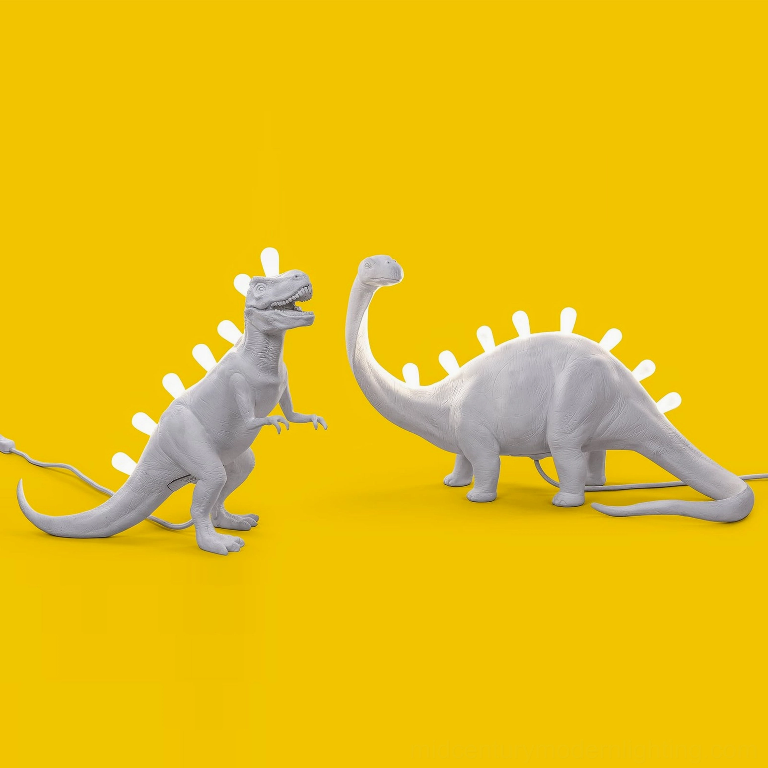 Dinosaur table lamp in bedroom setting, ambient warm lighting atmosphere