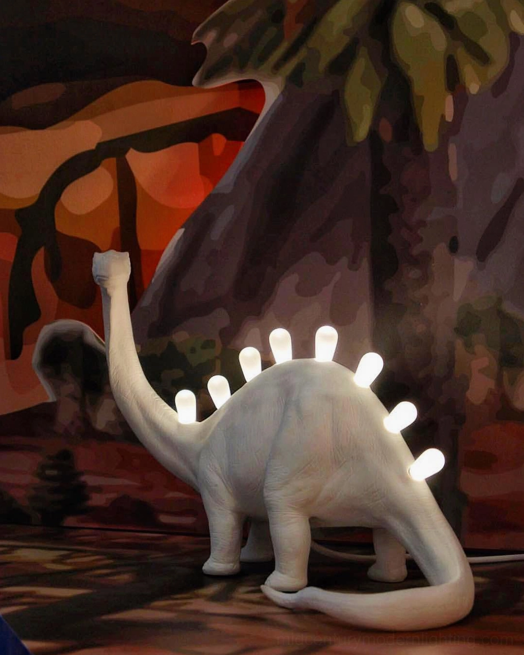 Dinosaur table lamp collector's piece, unique sculptural illumination statement