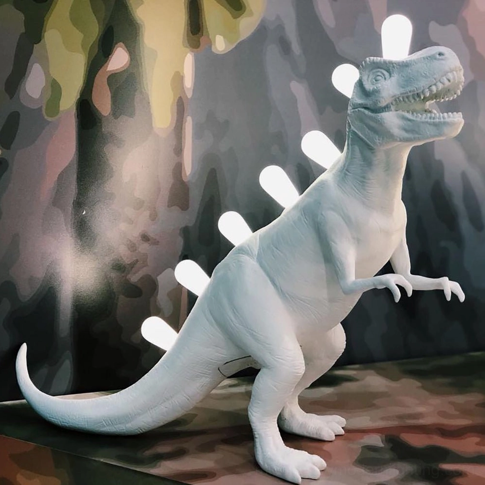 Dinosaur table lamp sculptural lighting, paleontology inspired design art