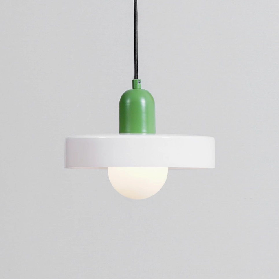 Disc Orb Pendant Light green finish earthy mid-century tone