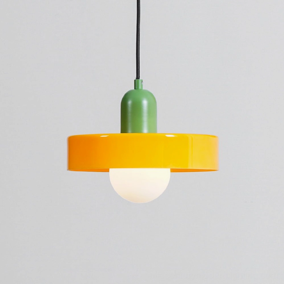 Disc Orb Pendant Light green finish natural earthy tones