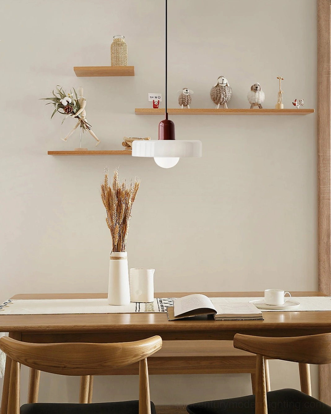 Disc Orb Pendant Light illuminated showing soft ambient light output