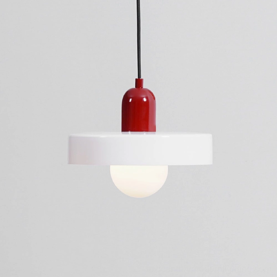 Disc Orb Pendant Light red finish bold contemporary color
