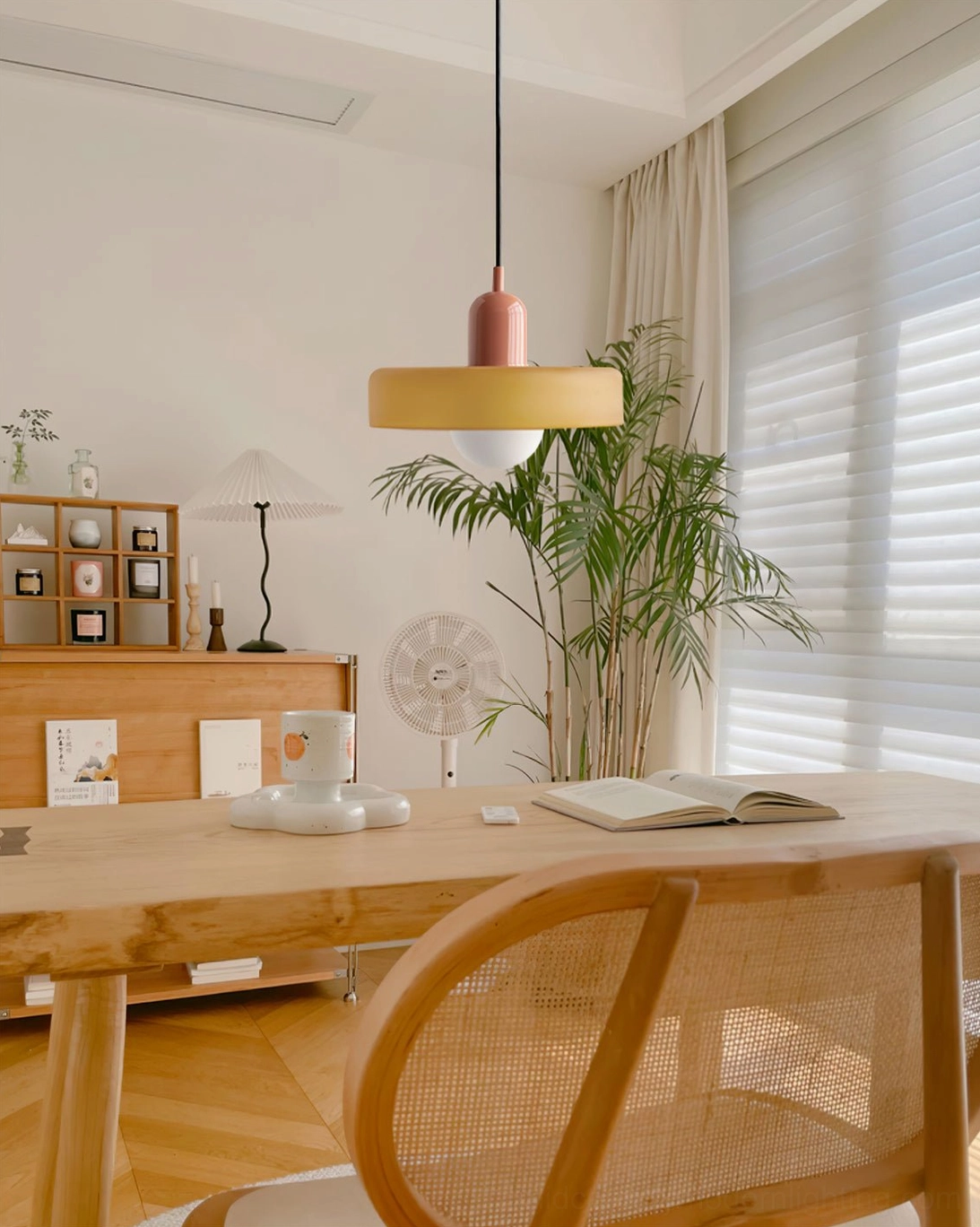 Disc Orb Pendant Light size scale reference in interior setting