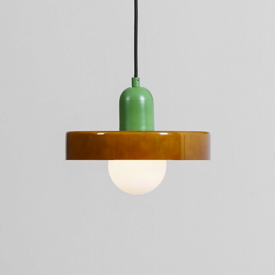 Disc Orb Pendant Light shrimp pink finish subtle blush tones