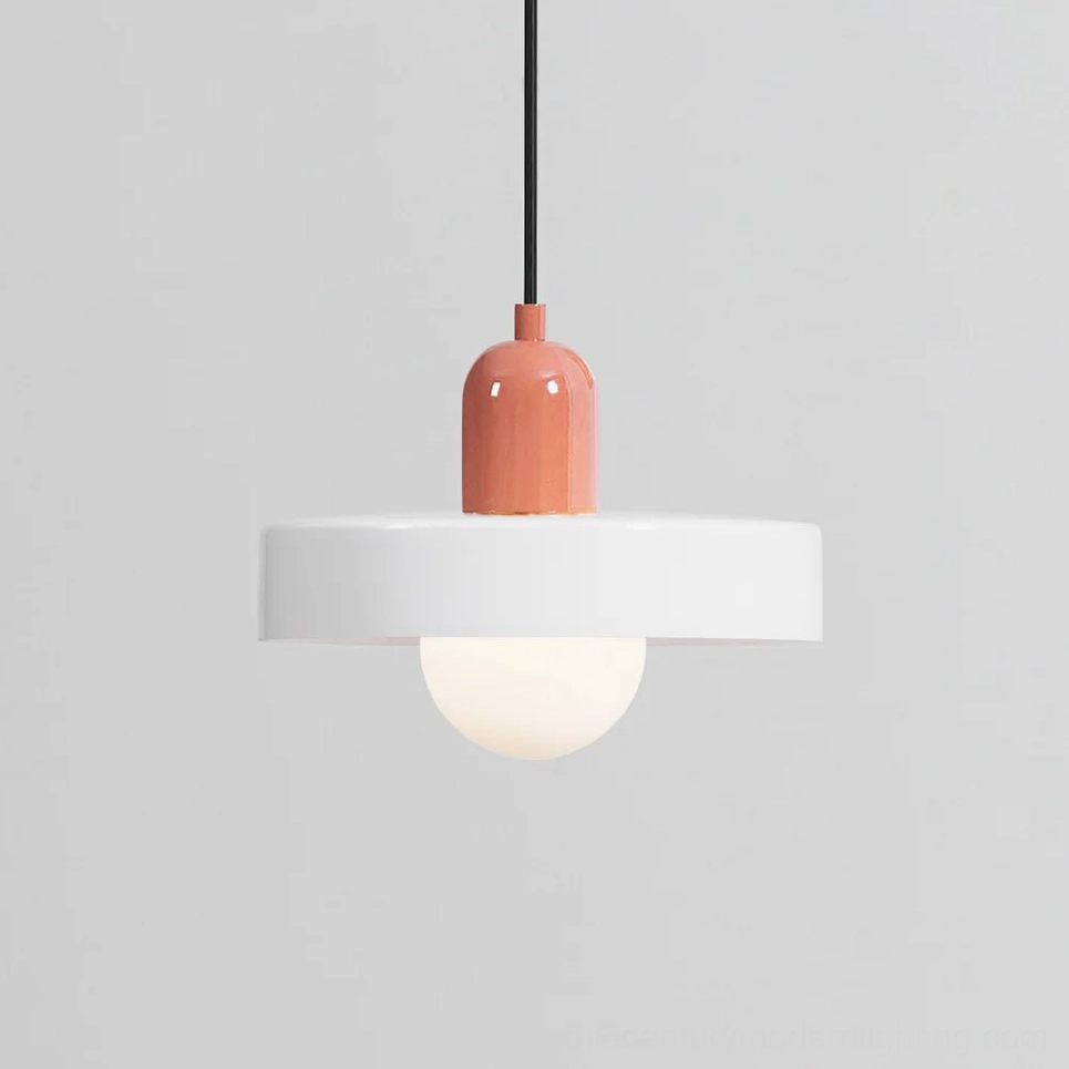 Disc Orb Pendant Light shrimp pink color variant soft blush