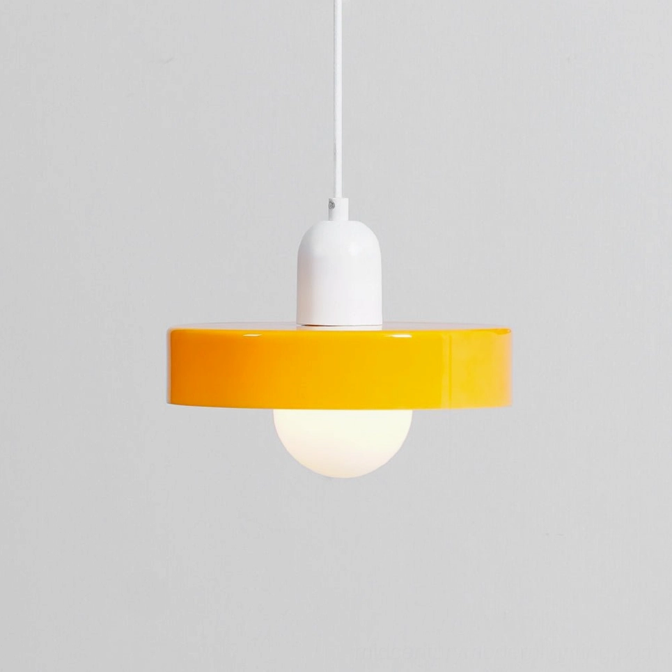 Disc Orb Pendant Light white finish clean studio background