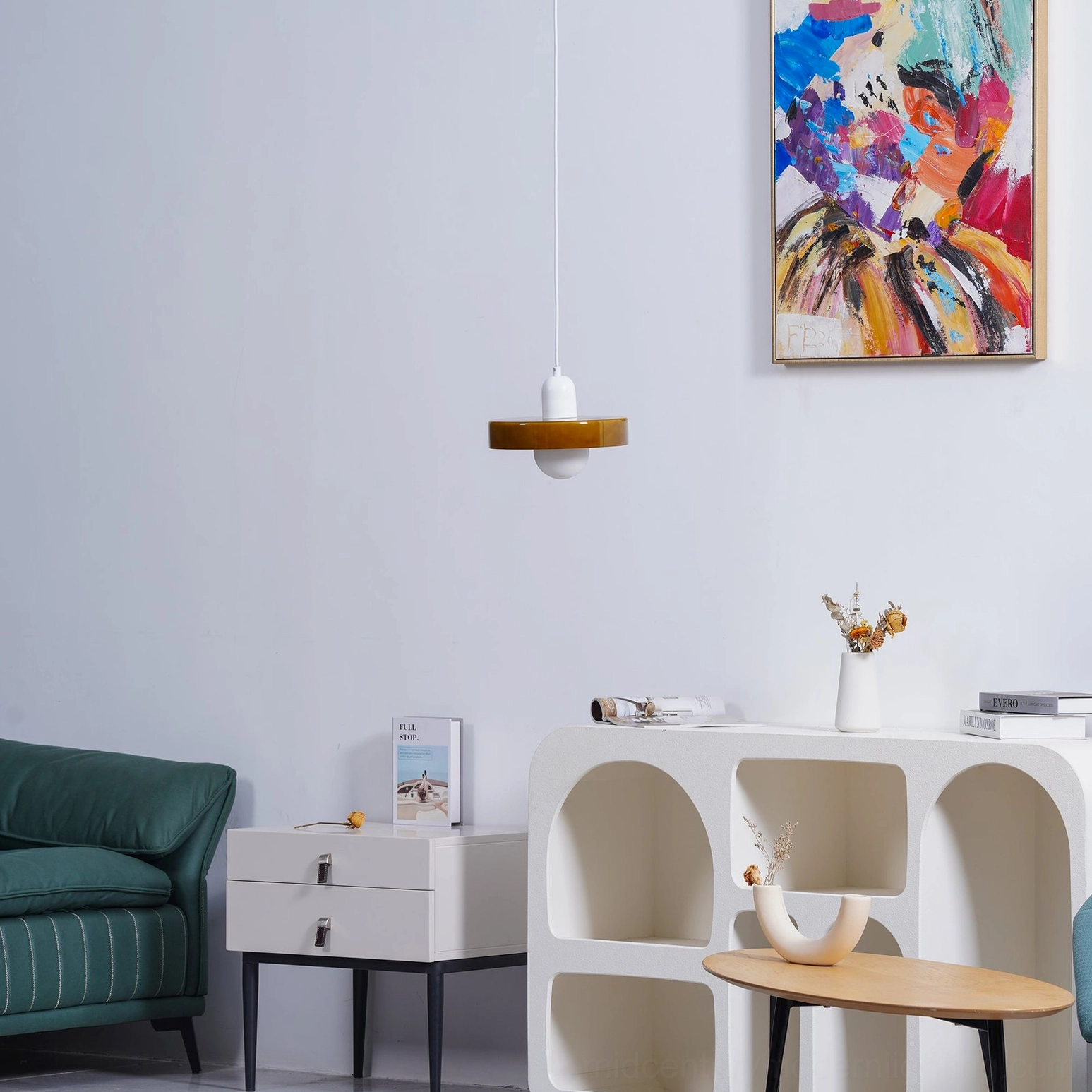 Disc Orb Pendant Light white finish architectural lighting