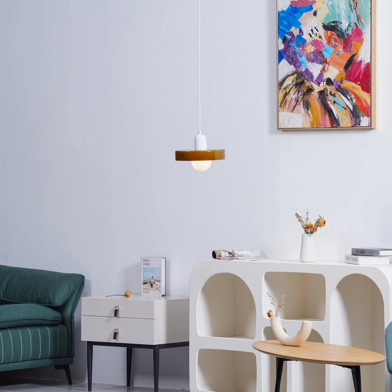 Disc Orb Pendant Light white variant clean geometric form