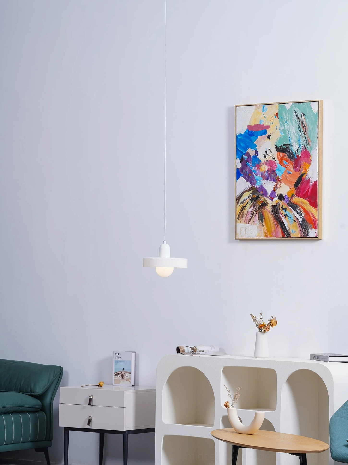 Disc Orb Pendant Light white variant modern home office