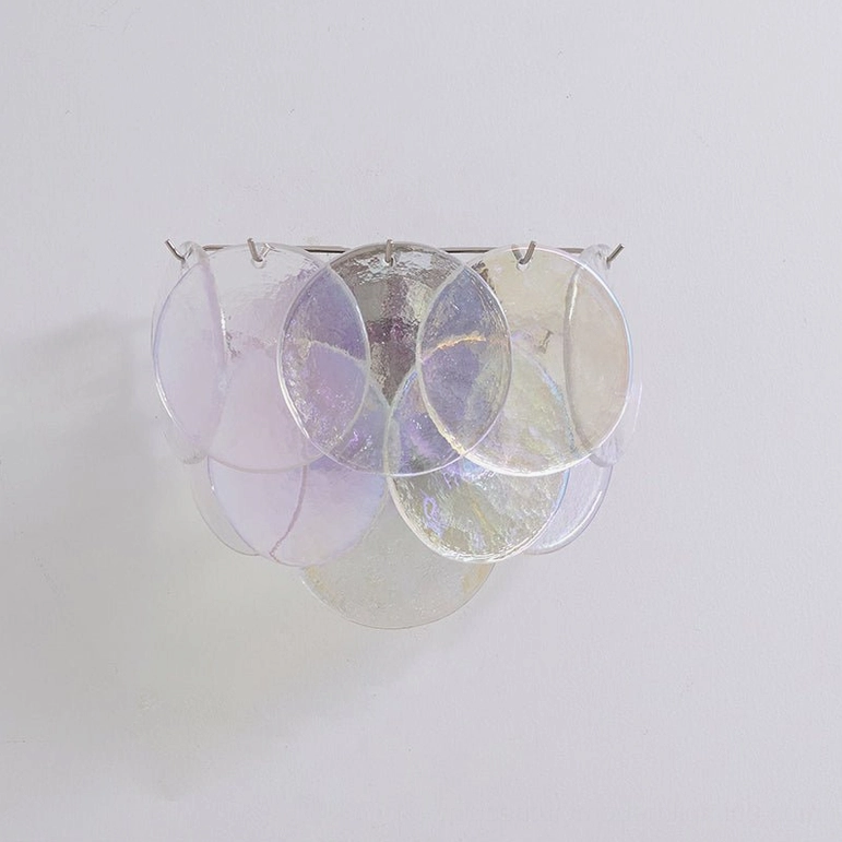 Clear and nickel disc wall lamp variant, studio product photography showing transparent glass discs