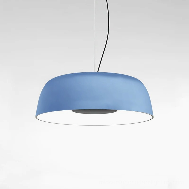 Djembe modern pendant light available in off-white finish showing smooth reflective interior