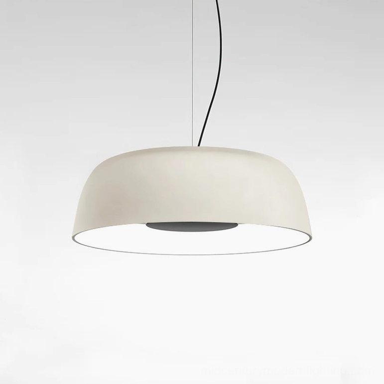 Djembe pendant lamp specifications showing integrated LED and universal voltage compatibility