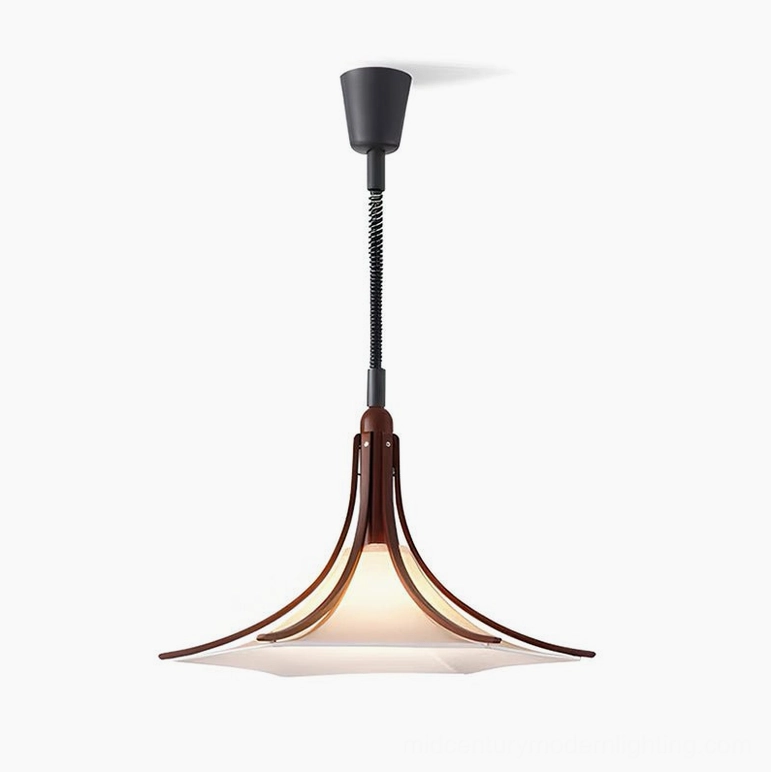 Domus mid-century modern fabric and wood pendant light in multiple color options