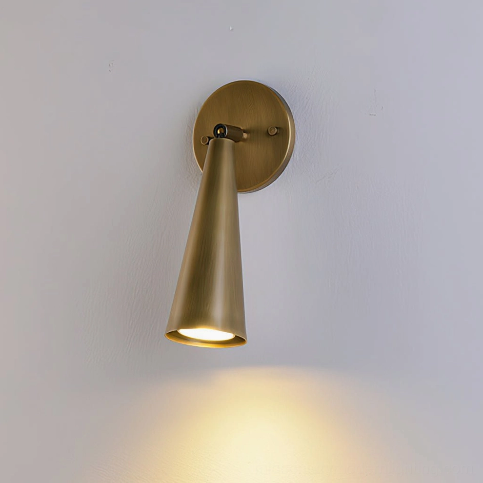 Donna wall lamp low angle view with ambient warm light illuminating downward cone