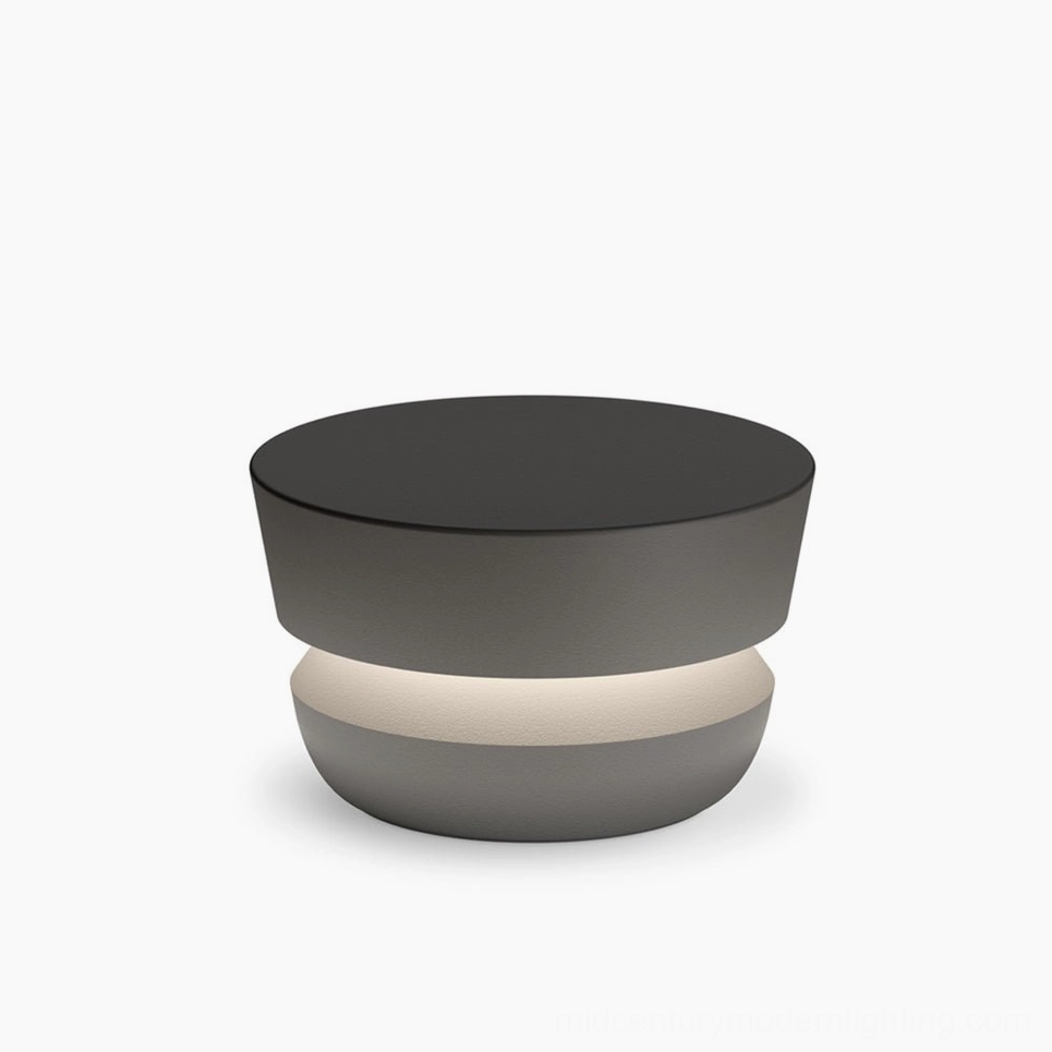 Dots outdoor table lamp - modern minimalist solar and wired outdoor lighting in matte charcoal finish