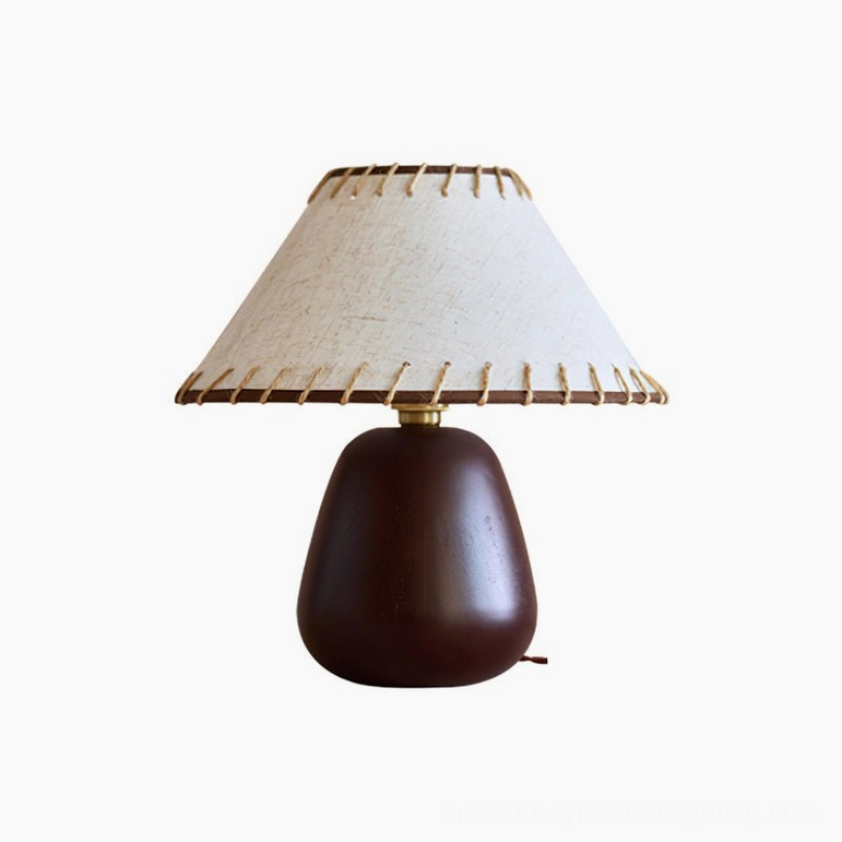 Model A Douglas walnut table lamp compact size 12.6 inches height on styled surface