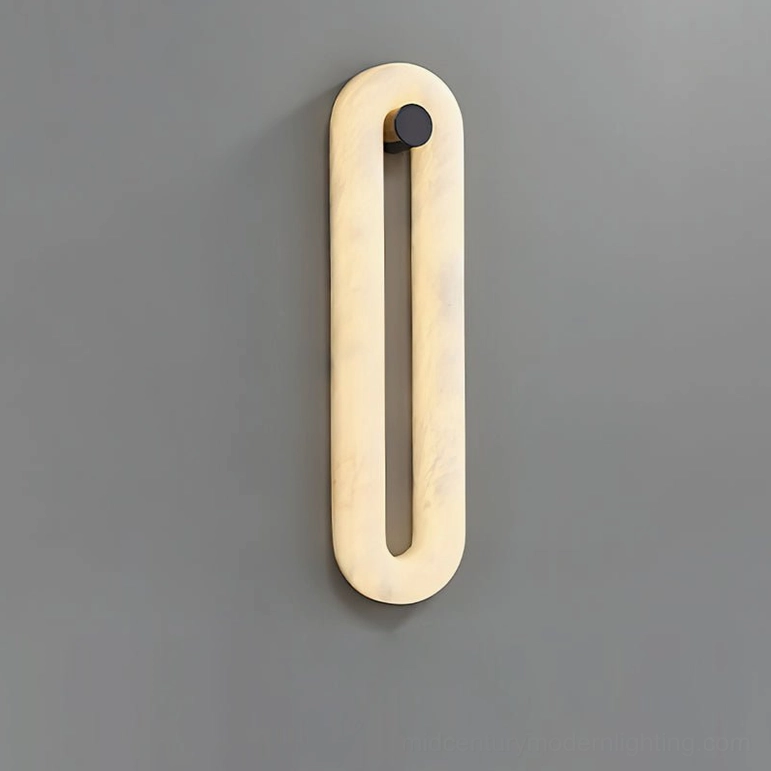 Dromo alabaster wall sconce compact size model 15.7 inches height, white alabaster finish variant