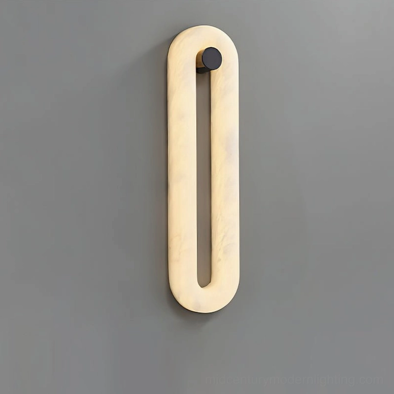 Dromo alabaster wall sconce statement size model 23.6 inches height, black alabaster finish variant