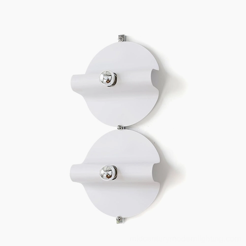 Extended dual bulb modern minimalist wall sconce with white and chrome finish in contemporary style