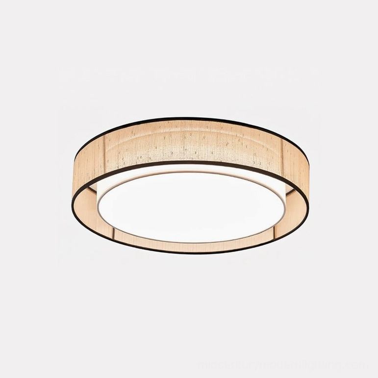 Duolla 50cm medium diameter low-profile ceiling light ideal for primary bedrooms, hallways, and foyers with jute fabric dome