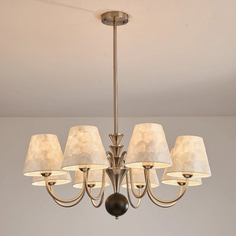 Eight-light maeve capiz shell chandelier large size for open-plan living spaces and grand dining rooms
