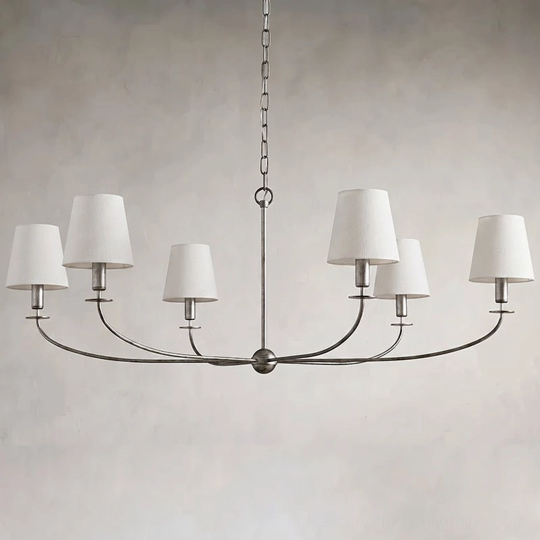 Emaani Candle Chandelier Model A 6-light in polished Silver finish, modern candle-style light fixture