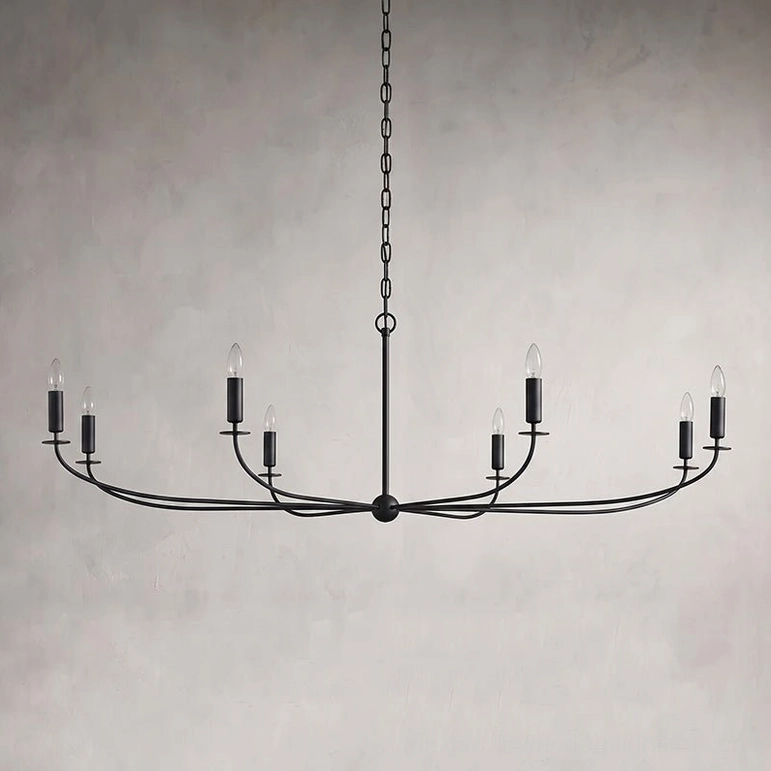 Emaani Candle Chandelier Model A 8-light in matte Black finish, mid-scale statement fixture