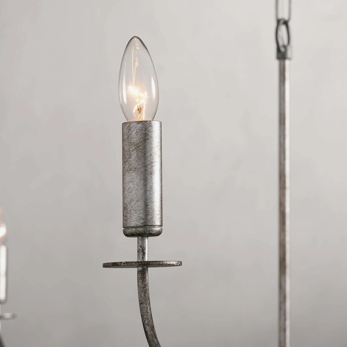 Emaani Candle Chandelier Model A 8-light in polished Silver, contemporary candle-style overhead light
