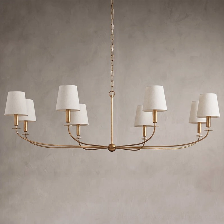 Emaani Candle Chandelier Model B 6-light in Old Brass finish, warm-toned brass dining chandelier