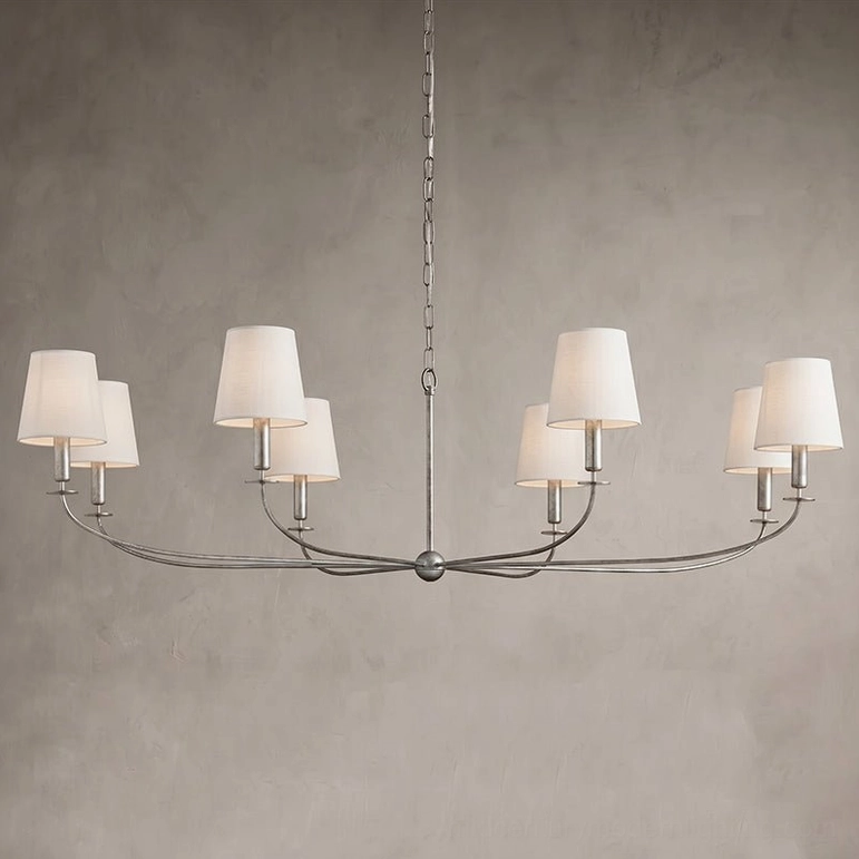 Emaani Candle Chandelier Model B 6-light in polished Silver finish, contemporary dining light