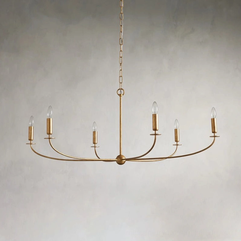 Emaani Candle Chandelier Model B 8-light configuration in Old Brass, large-scale dining room fixture