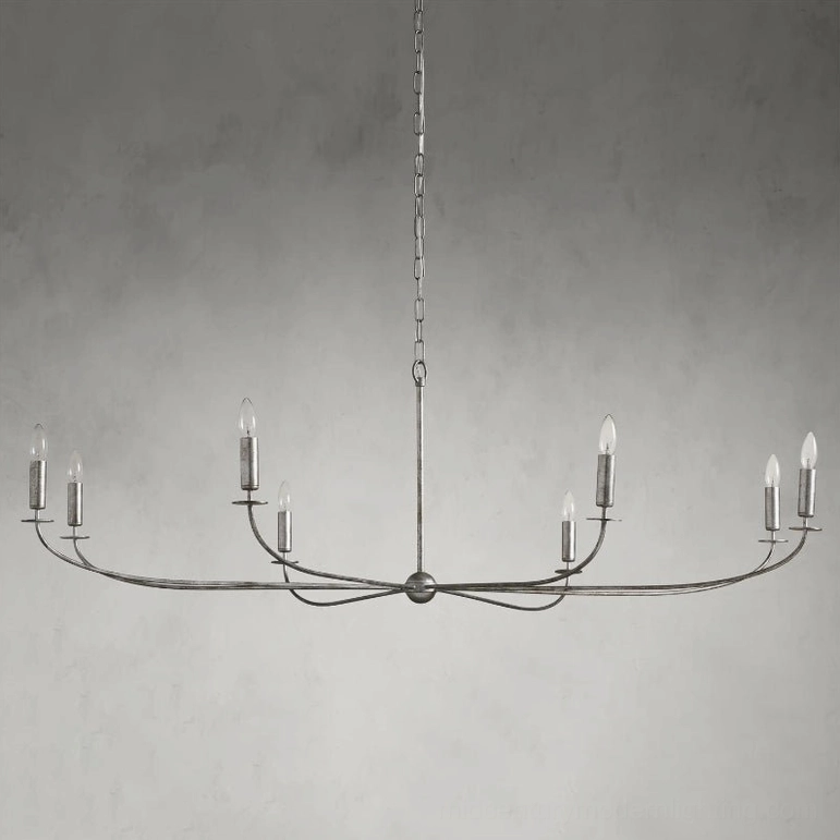 Emaani Candle Chandelier in polished Silver finish, architectural candle-style light fixture overhead view