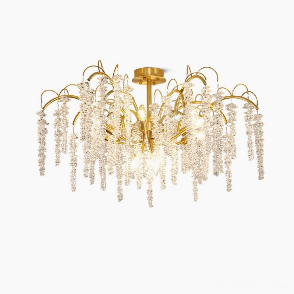 Large Emily Branch crystal chandelier 41.3 inch diameter statement piece with dramatic brass and crystal composition