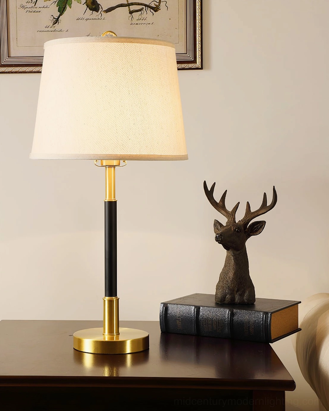 Empire Table Lamp brass construction and proportional design for interior styling