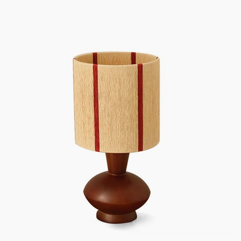 Ernest mid-century modern striped table lamp full frontal shot showing complete design on clean white background