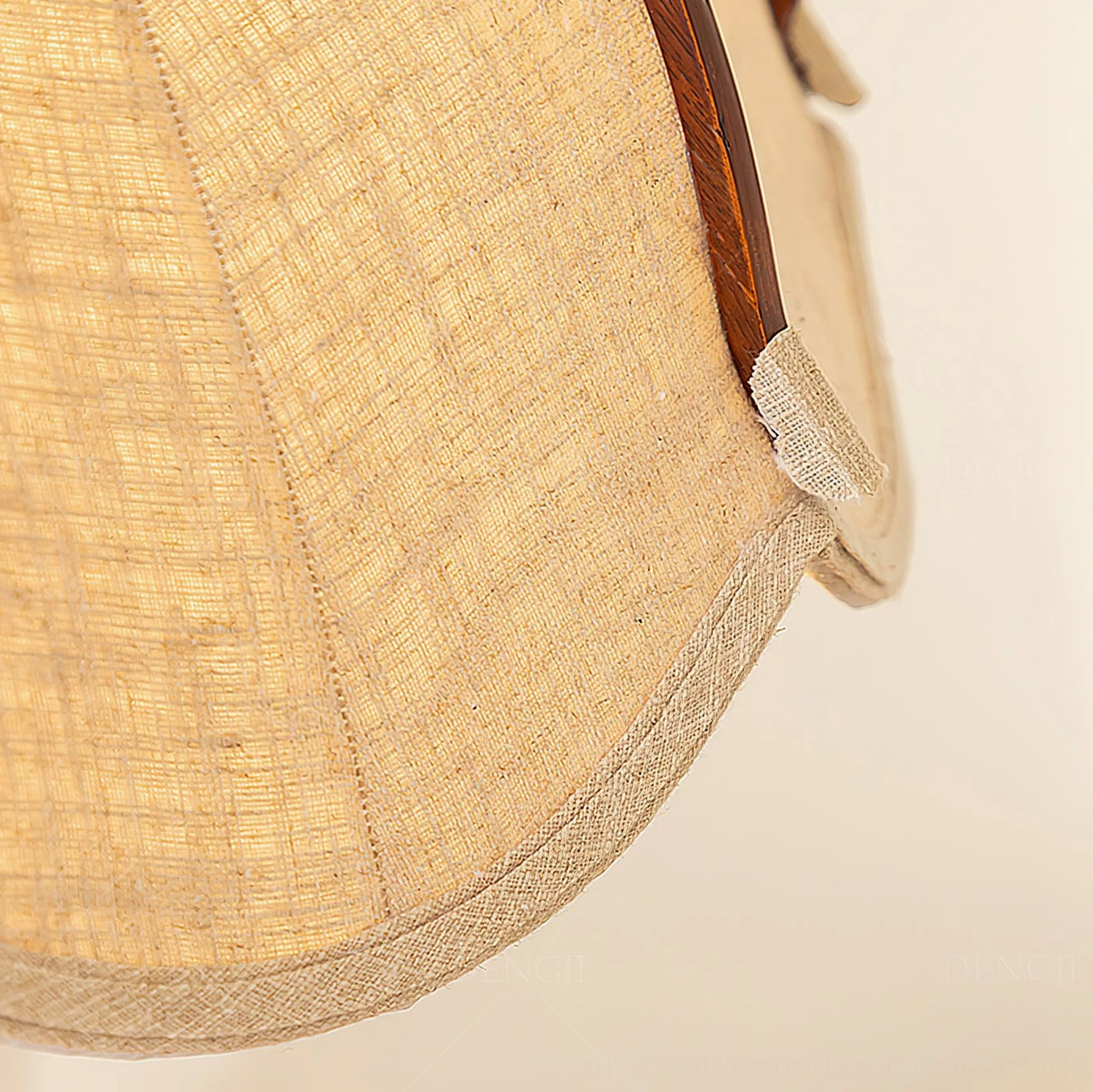 Evelyn mid-century pendant lamp architectural detail shot showing scalloped fabric shade construction