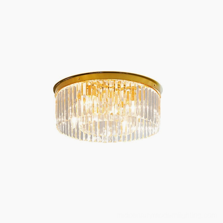 Evina standard 19.7 inch brass ceiling light with six E14 bulbs crystal accents