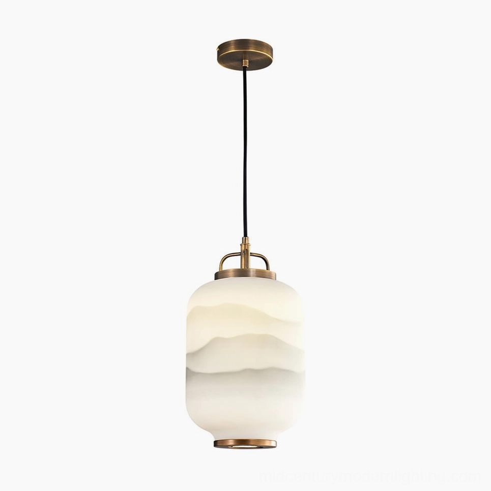 Ezio Mini Pendant Lamp in brass and white frosted glass finish variant