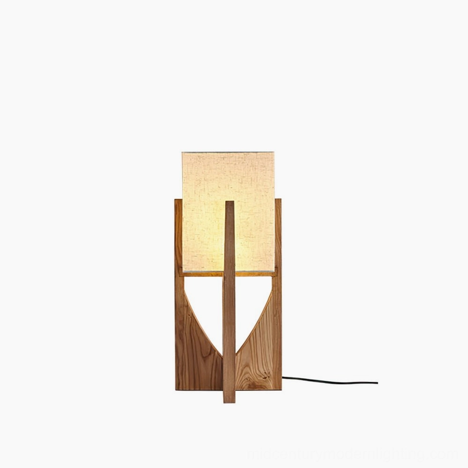 Fairbanks modern table lamp minimalist japandi design wood linen combination