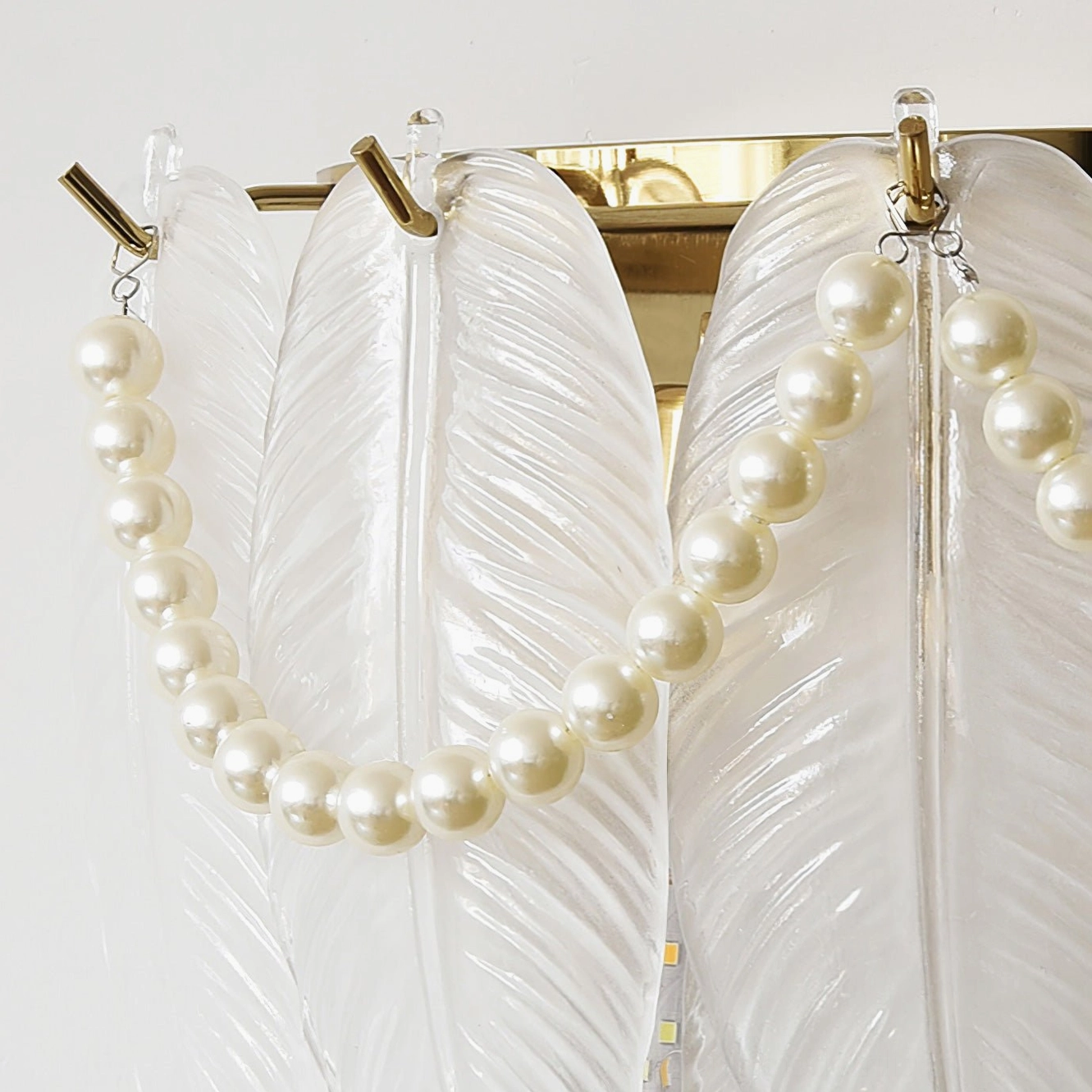 Feather Pearl Wall Sconce - symmetrical dual-sconce bedroom installation, neoclassical French interior style lighting