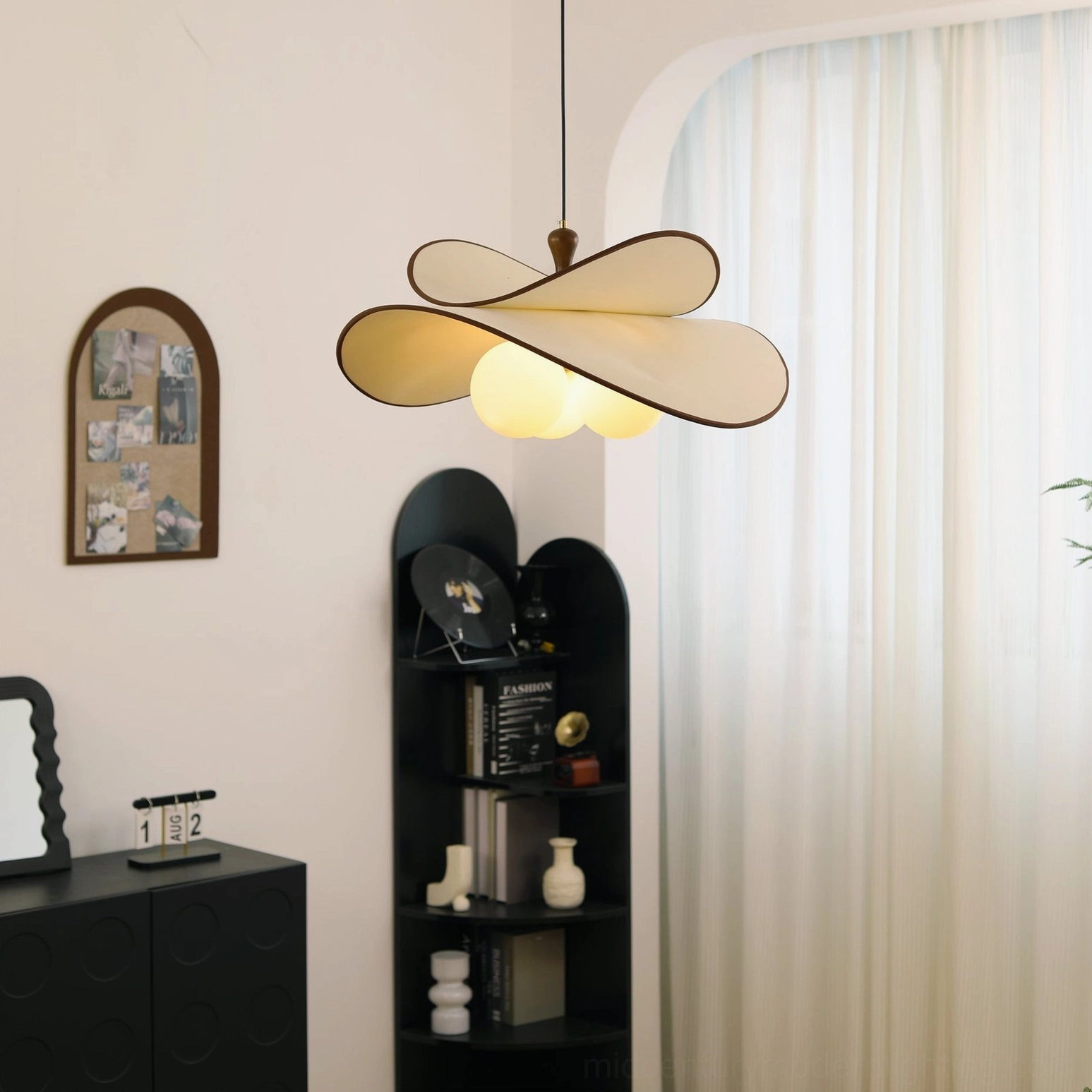 Fyano pendant light fabric shade construction quality materials mid-century style