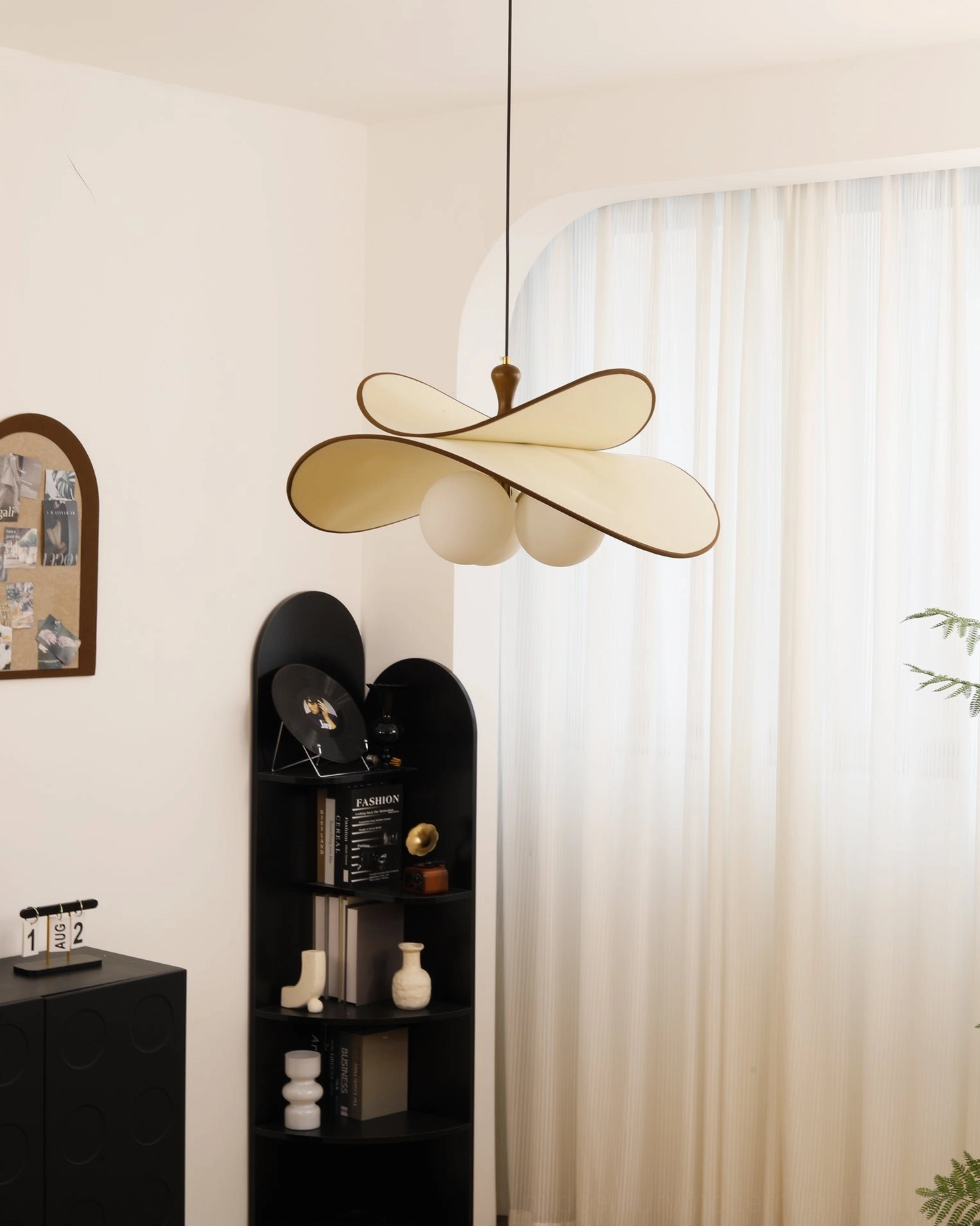 Fyano petal pendant ceiling light installation example living room accent fixture