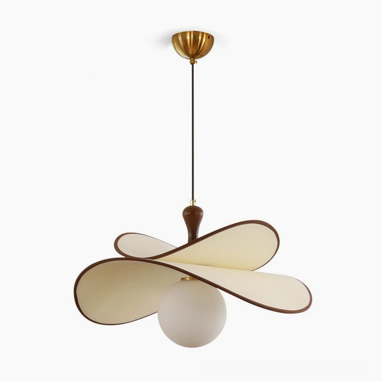 Fyano single-light petal pendant 19.7 inches diameter 59 inches height walnut beige variant