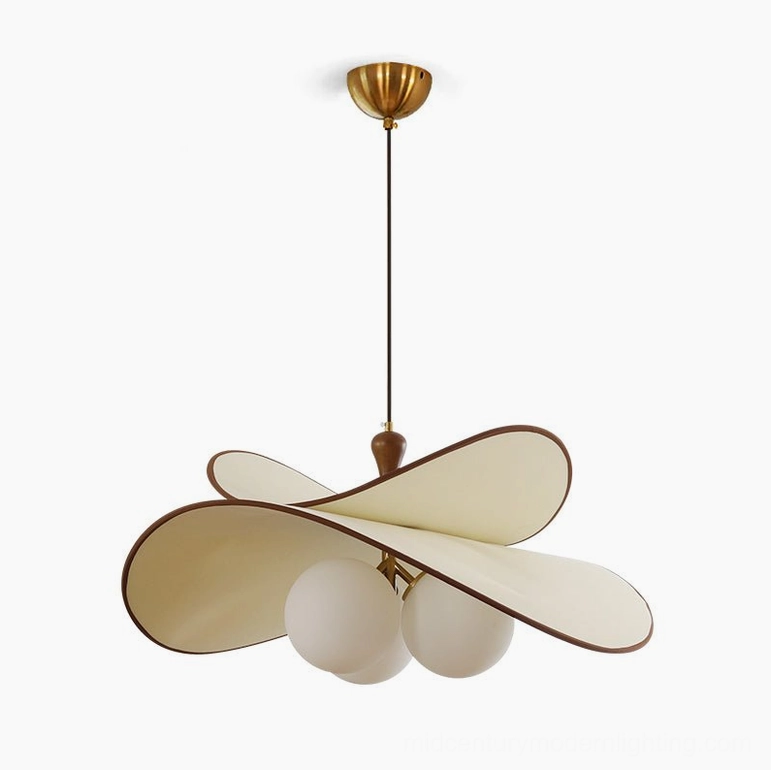 Fyano three-light petal pendant 25.6 inches diameter 59 inches height walnut beige variant